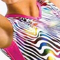 Motionwear Gymnastics Leotards Rainbow Swirl Foil