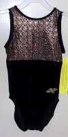 T121BBKG-CXS AMAZING  GOLD FOIL PINWHEEL - BLACK VELVET LEOTARD!