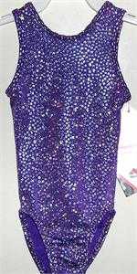 V50BF11-AM SUPER SHINY SILVER FOIL STAR PURPLE TANK LEOTARD!