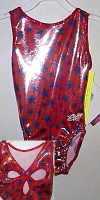 AMAZING  RED AND BLUE STAR METALLIC, CLOVERLEAF OPEN BACK! - T611SSR-AM