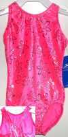 STARBURST GLITTER AND FOIL HOT PINK VELOUR RACER BACK TANK LEOTARD!-LA