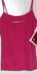 W7109PK-AS SWEET HOT PINK SPAGHETTI STRAP SHIRT WITH GYMNASTICS DIAMONDE STUDS!