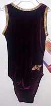 RICH, BURGUNDY VELVET, GOLD HOLOGRAM TRIM, VBACK LEOTARD ! PS784BUG-CXS
