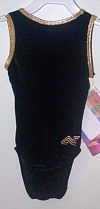 RICH, BLACK VELVET, GOLD HOLOGRAM TRIM, VBACK LEOTARD ! PS784ABK-CXS