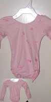 MW2102196 LOVELY PLUSH EMBROIDERED PINK COTTON LONG SLEEVED LEOTARD!