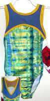 SAPPHIRE LINED MESH TYE DYE NYLON SUNSHINE GOLD TRIM LEOTARD!-TPSO442G58-AM
