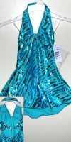TURQUOISE STREAMERS HALTER, TWIST BACK,SKIRT SKATE DRESS-MW8089-328LC