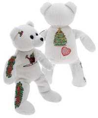 CHRISTMAS GYMNAST CUDDLY, EMBROIDERED BEANIE BEAR WITH MATCHING PIN!