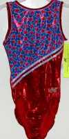 BLUE SHIMMER FOIL, RED HOLOGRAM, WHITE SPARKLE TRIM LEOTARD!-AFB-719ARR-AM