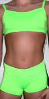BRIGHT NEON LIME SILKSKYN 2 PIECE SPAGHETTI STRAP TOP SHORTS! MW7101-480