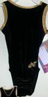 AWESOME NEW GREEN VELVET LEOTARD WITH GOLD TRIM AND V-BACK! OCC1