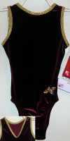 AWESOME NEW BURGUNDY VELVET LEOTARD WITH GOLD TRIM AND V-BACK! OCC2