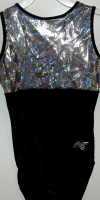 T121BBSC-CXS AMAZING  SILVER HOLOGRAM PRISM - BLACK VELVET LEOTARD!