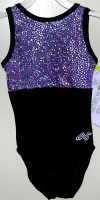 CA121WF11-CXS  SILVER FOIL STAR PURPLE, BLACK VELVET TANK LEOTARD!