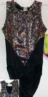 SILVER FOIL STAR, BLACK NYLON LEOTARD, KEYHOLE BACK! OCFPS19SSB-INT/CX